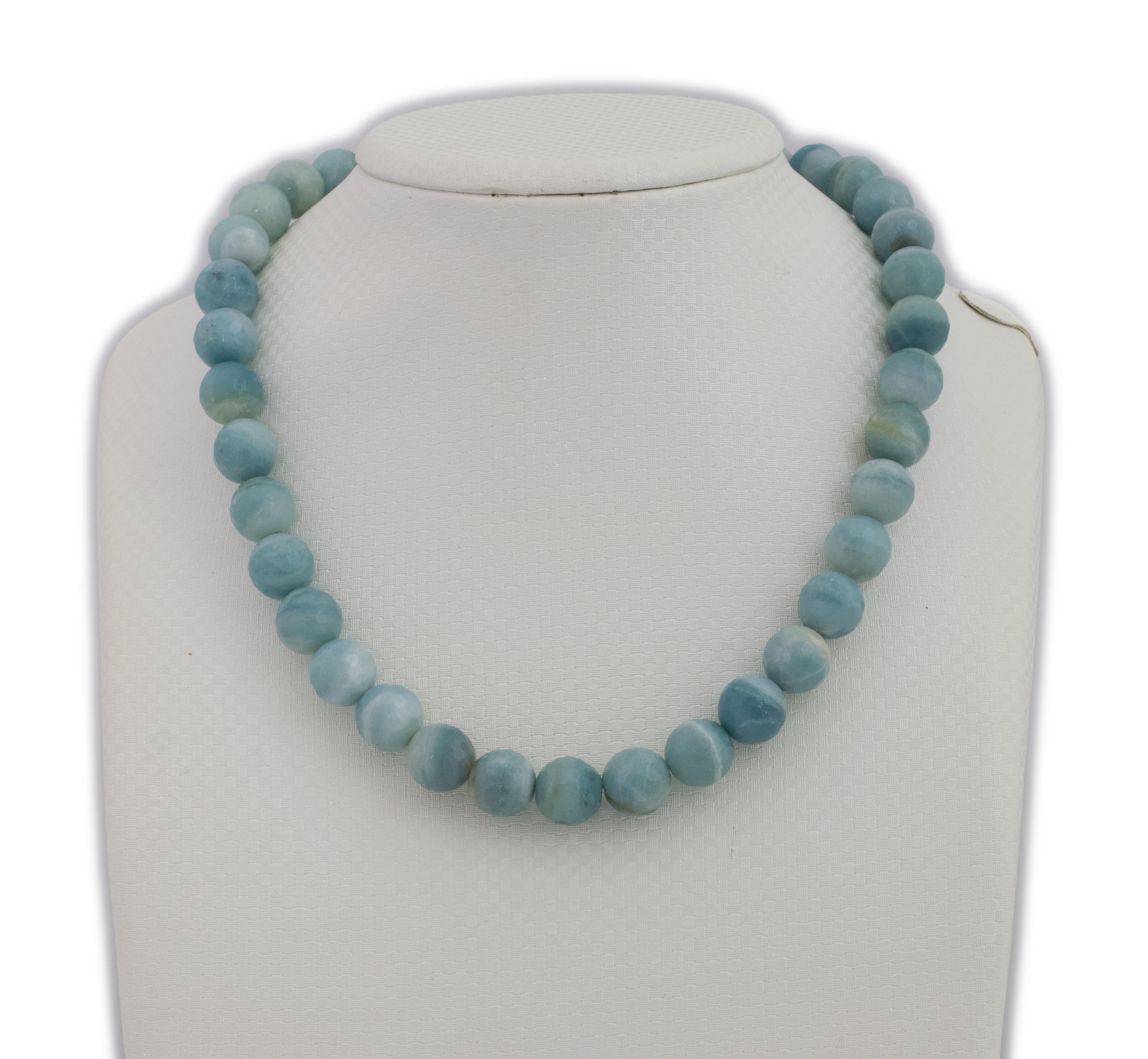 Edelsteinstrang AMAZONIT TÜRKIS -GRÜN RUND FACETTIERT